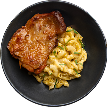Mac ‘N’ Cheese with Grilled Chicken Chop